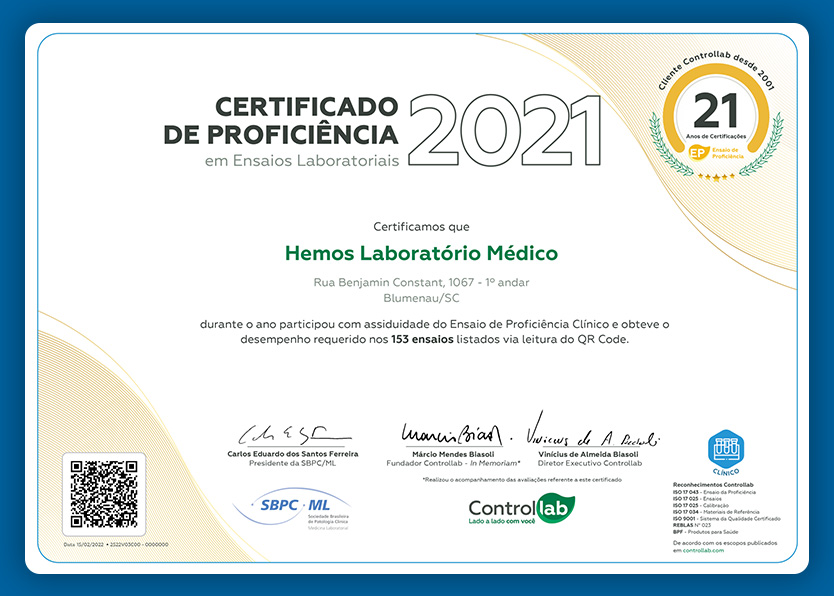 CERTIFICAÇÕES   Hemos